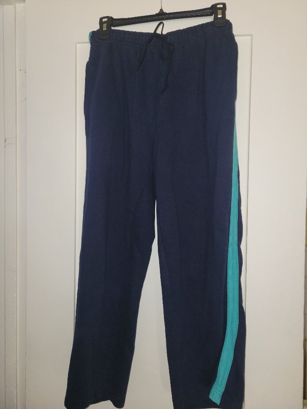 Woman Within Navy Blue Track Joggers Size 14/16 Cotton/Poly Blend French Terry